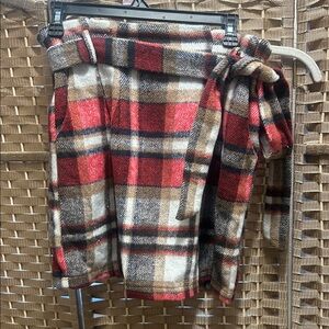 Have Red and Brown Plaid Mini Skirt